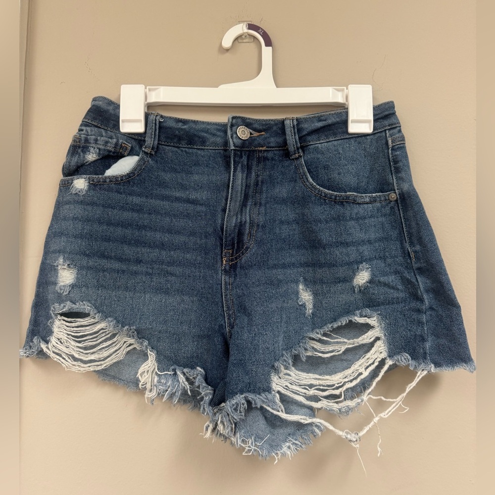 Sincerely Jules Distressed Denim Shorts 27 Blue Wash